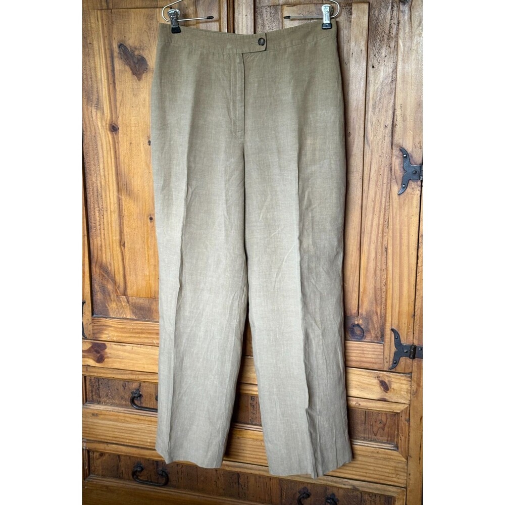 Vintage Façonnable Lined Wide Leg Linen Pants Size 12 Butterscotch Italy NWOT